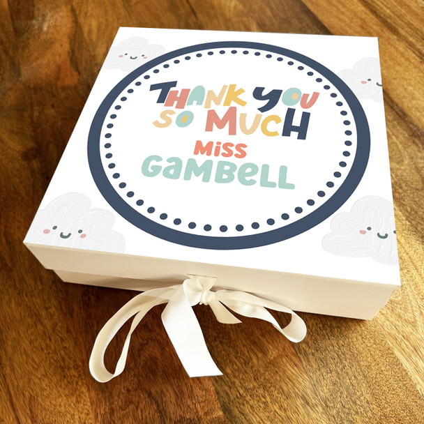 Square Pastel Circle Thank You Teacher School Leavers Personalised Gift Box