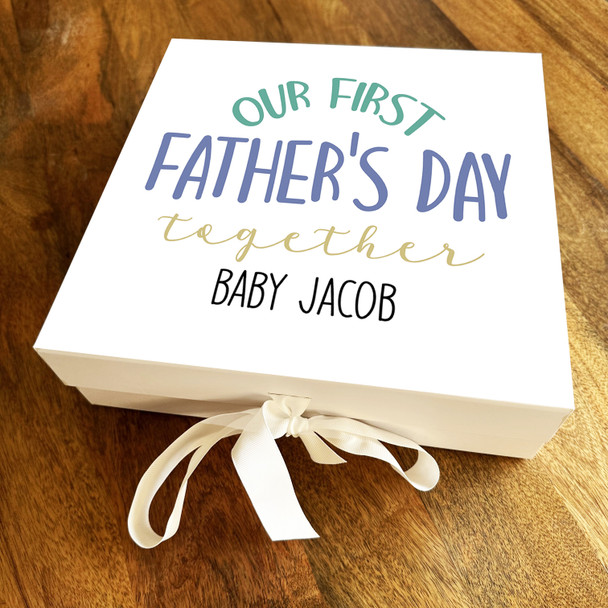 Square Blue & Green First Father's Day Together From Baby Personalised Gift Box
