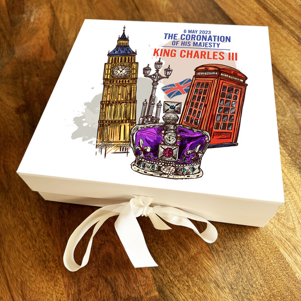 Square Big Ben Purple Crown Phone Box King Charles Coronation Gift Box