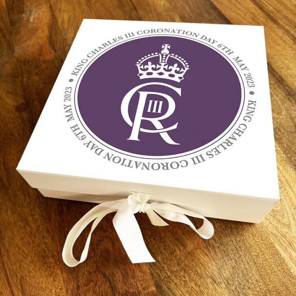 Square Purple Cr Official Monogram King Charles Coronation Personalised Gift Box