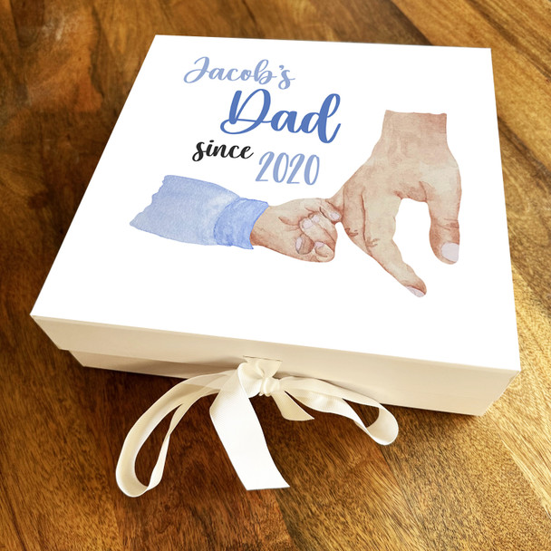 Square Baby Boy Dad Since Holding Hands Light Skin Personalised Gift Box