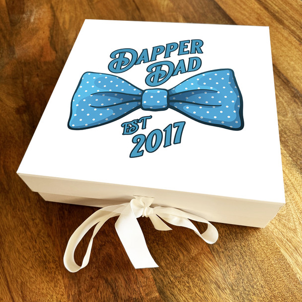 Square Blue Father's Day Dapper Dad Bow Tie Spots Personalised Hamper Gift Box
