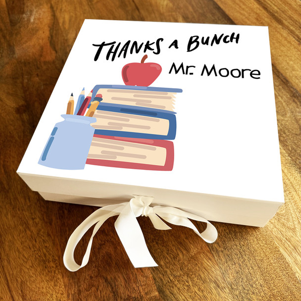 Square Books Pencil Thankyou Teacher School Leavers Personalised Gift Box