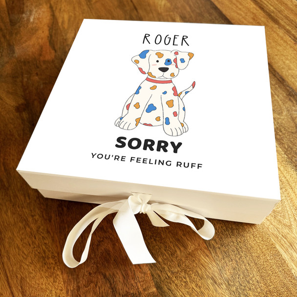 Square Colourful Spots Dog Sorry Get Well Soon Personalised Hamper Gift Box