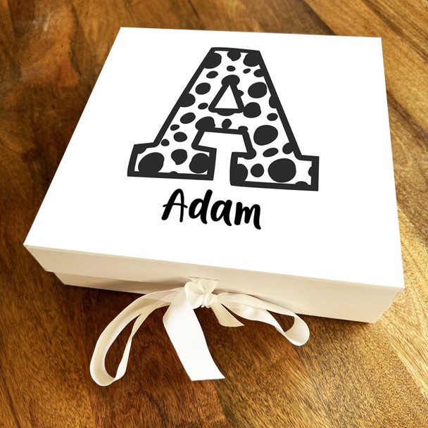 Square Dalmatian Spots Initial Letter A Personalised Hamper Gift Box