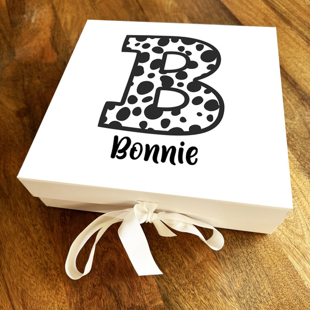 Square Dalmatian Spots Initial Letter B Personalised Hamper Gift Box