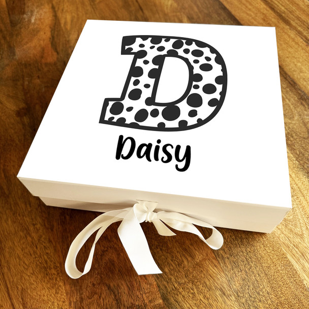 Square Dalmatian Spots Initial Letter D Personalised Hamper Gift Box