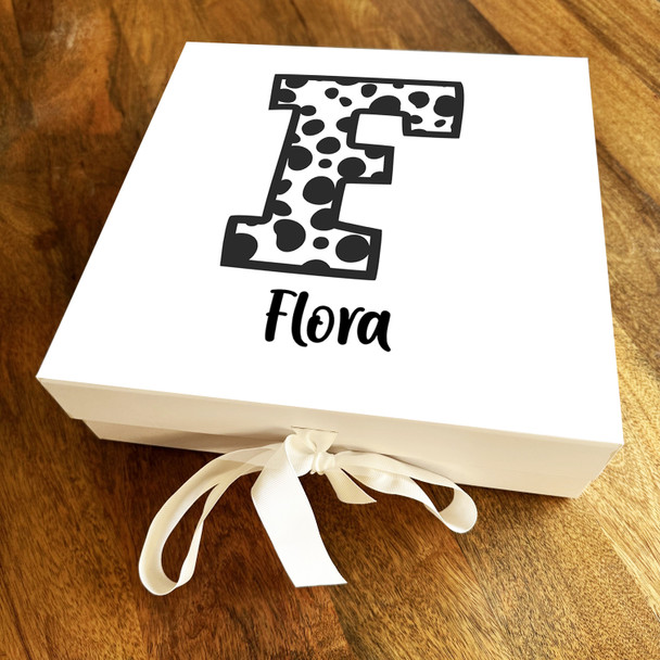Square Dalmatian Spots Initial Letter F Personalised Hamper Gift Box
