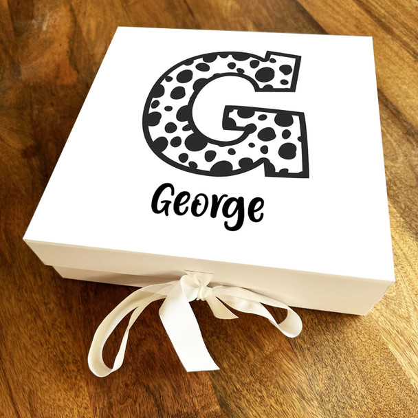 Square Dalmatian Spots Initial Letter G Personalised Hamper Gift Box