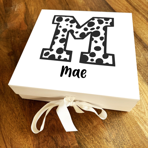 Square Dalmatian Spots Initial Letter M Personalised Hamper Gift Box