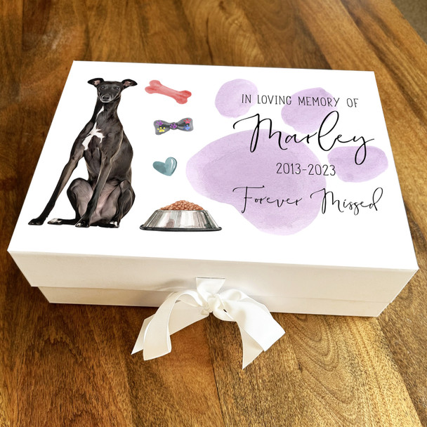 Greyhound Dog Pet Memorial Personalised Memory Rememberence Keepsake Box