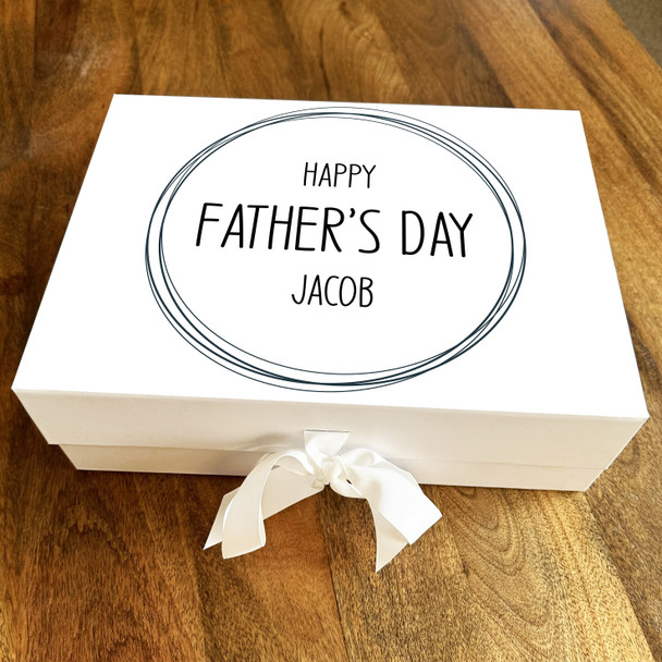 Happy Father's Day Simple Minimalist Line Drawing Personalised Hamper Gift Box