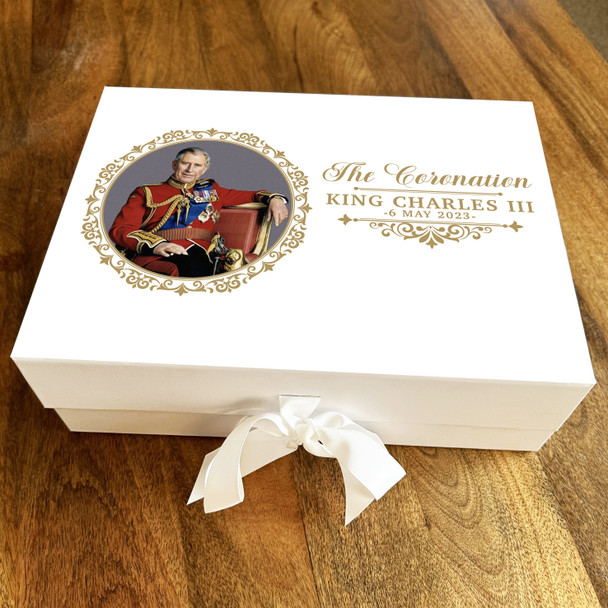 His Majesty Photo Gold Frame King Charles III Coronation Personalised Gift Box