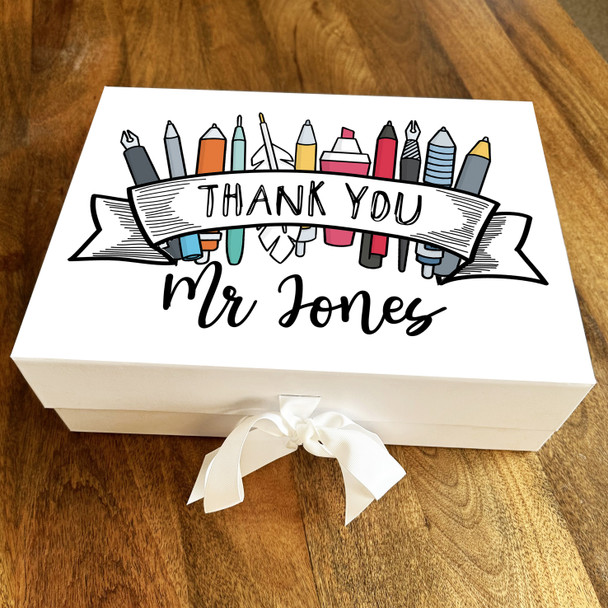 Pen Assortment Thank You Teacher School Leavers Personalised Hamper Gift Box