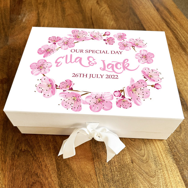 Pink Blossom Our Special Day Wedding Memories Anniversary Personalised Gift Box