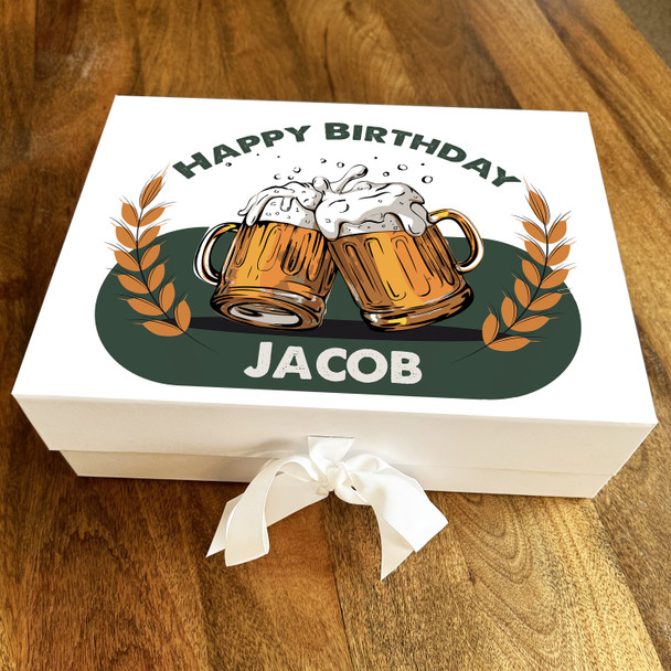 Watercolour Pint Glasses Happy Birthday Personalised Hamper Gift Box