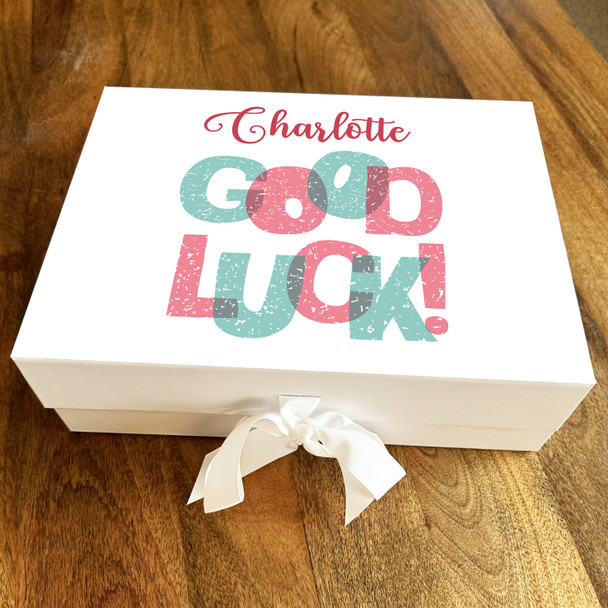 Blue & Pink Pastel Good Luck Personalised Hamper Gift Box