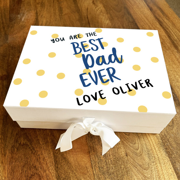 Yellow Polka Dot You Are The Best Dad Ever Blue Personalised Hamper Gift Box