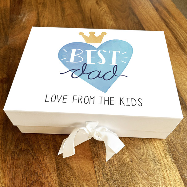 Blue Watercolour Father's Day Heart Crown Best Dad Personalised Hamper Gift Box