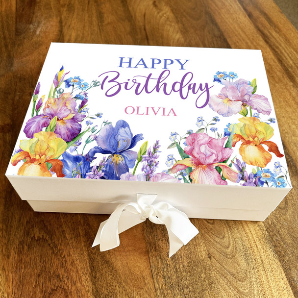 Bright Floral Watercolour Happy Birthday Personalised Hamper Gift Box
