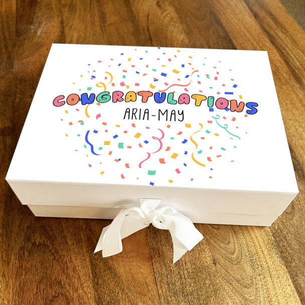 Bright Rainbow Confetti Congratulations Personalised Hamper Gift Box