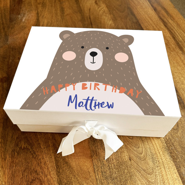 Cute Pastel Bear Happy Birthday Personalised Hamper Gift Box