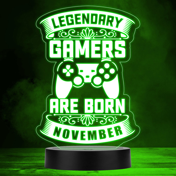 Video Gaming Legendary Gamers Birthday November Personalised Gift Night Light