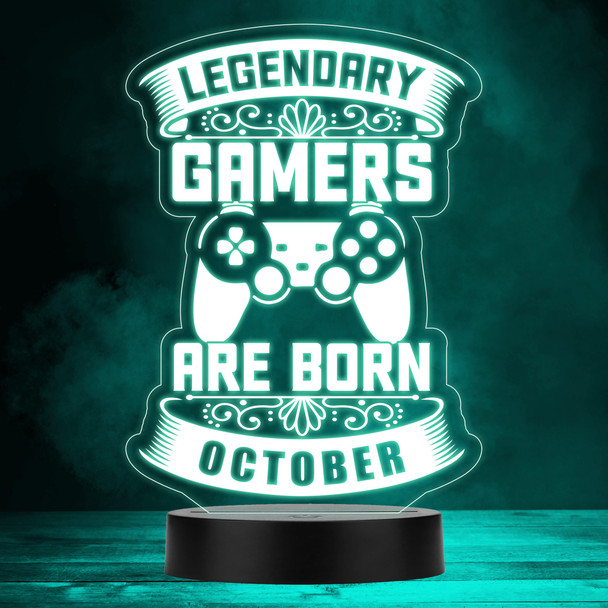 Video Gaming Legendary Gamers Birthday October Personalised Gift RGB Night Light