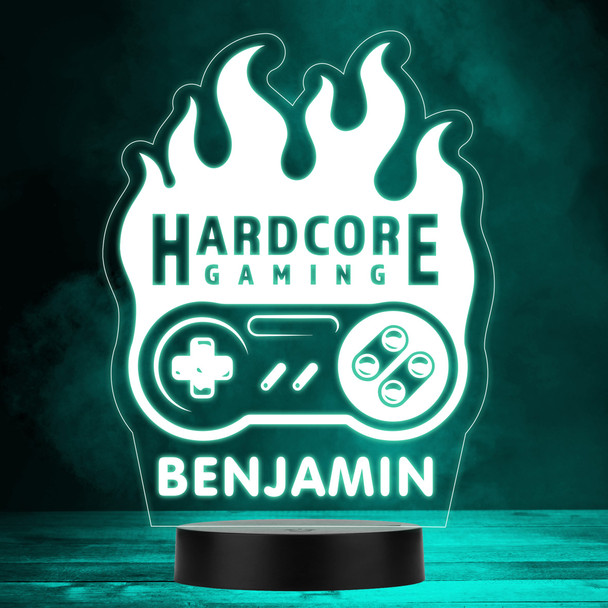 Gamepad Flame Hardcore Gaming Controller Gamer Personalised Gift RGB Night Light