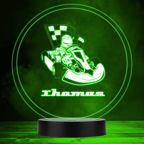 Kart Racing Car Motorsport Fan Round Personalised Gift Multicolour Night Light