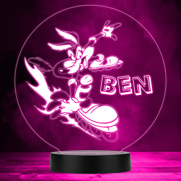 Rollerblades Wile E. Coyote Looney Tunes Kids Personalised Gift RGB Night Light