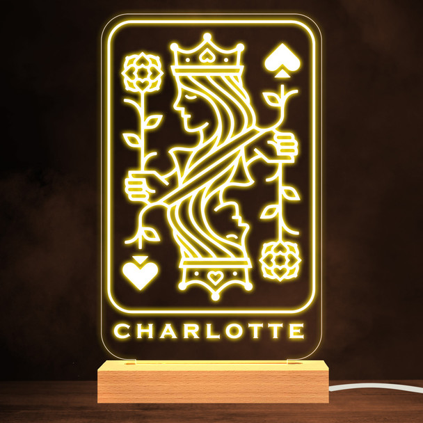 Queen Of Spades Playing Card Gambling Player Personalised Gift Night Light