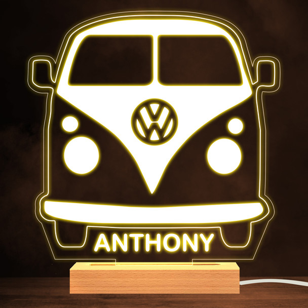 Vw Camper Van Front Retro Classic Car Personalised Gift Warm White Night Light