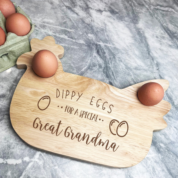 Great Grandma Dippy Eggs Chicken Personalised Gift Breakfast Serving Board