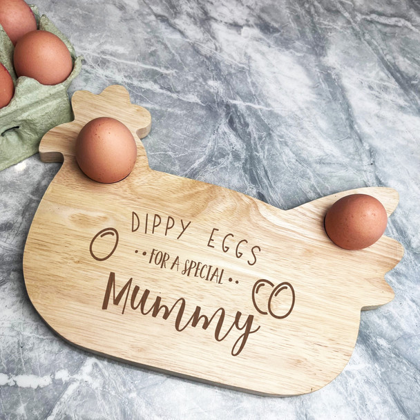 Mummy Dippy Eggs Chicken Personalised Gift Breakfast Serving Board