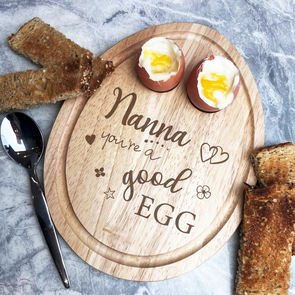 Boiled Eggs & Toast Nanna Good Egg Personalised Gift Breakfast Serving Board
