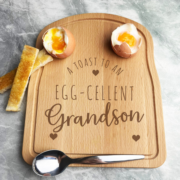 Boiled Eggs & Toast Grandson Personalised Gift Breakfast Serving Board
