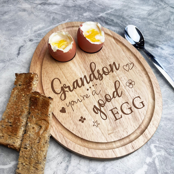 Boiled Eggs & Toast Grandson Good Egg Personalised Gift Breakfast Serving Board