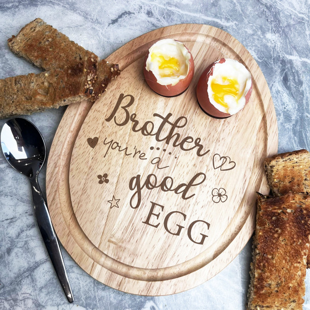 Boiled Eggs & Toast Brother Good Egg Personalised Gift Breakfast Serving Board