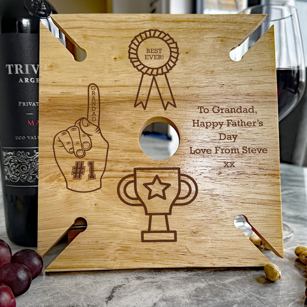 Trophy To Grandad Father's Day Personalised 4 Wine Glass & Bottle Holder