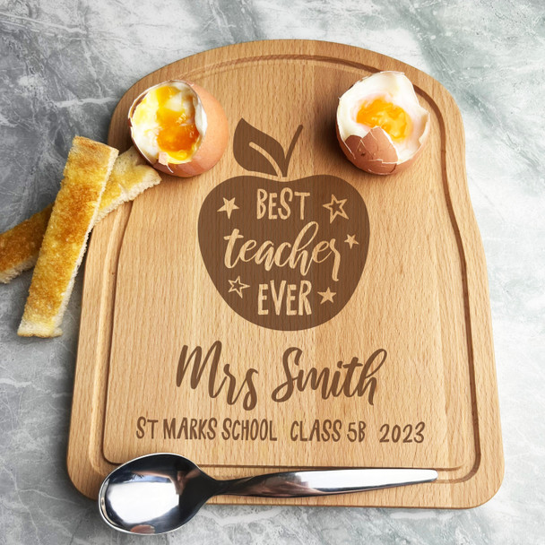Thank You Teacher Apple School Class Of Personalised Bread Egg Breakfast Board
