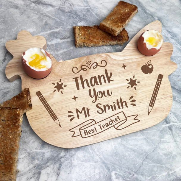 Thank You Teacher Pencil School Apple Personalised Chicken Egg Breakfast Board