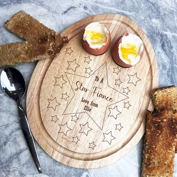 Stars Border To A Star Fiance Personalised Egg Breakfast Serving Board