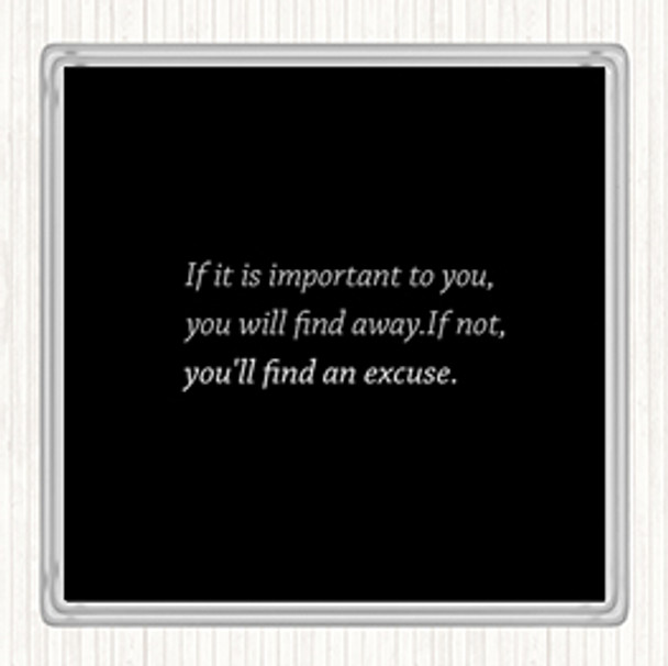 Black White Find A Way Quote Coaster