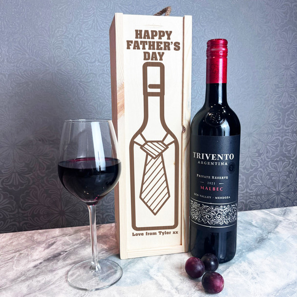 Wine Bottle Tie Stripes Father's Day Single Bottle Personalised Wine Gift Box