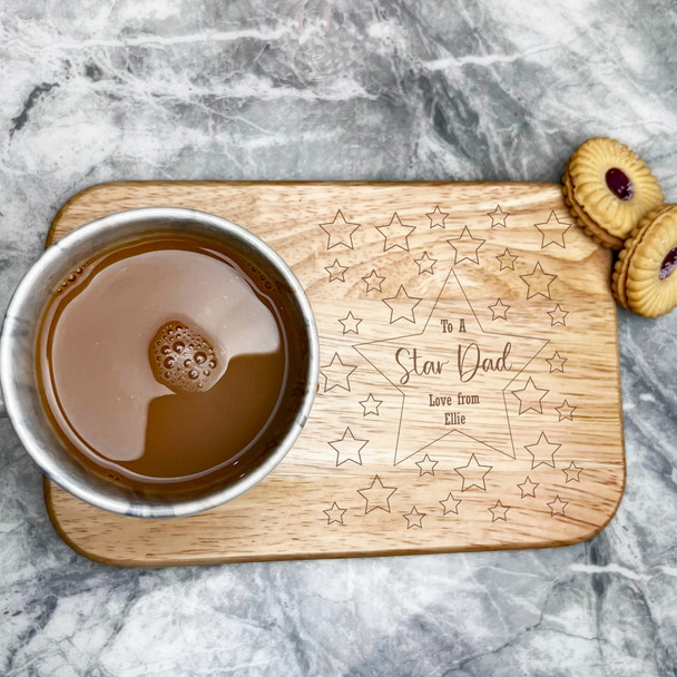 Stars Border To A Star Dad Personalised Tea & Biscuits Treat Serving Board