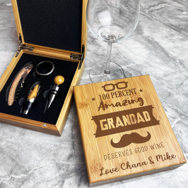 100% Amazing Grandad Deserves Good Wine Personalised Wine Bottle Gift Box Set