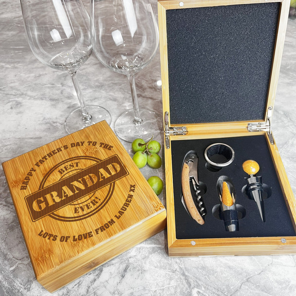 Best Grandad Ever Father's Day Personalised Wine Bottle Tools Gift Box Set