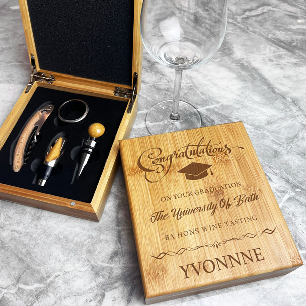 Congratulations Graduate Tasting Personalised Wine Bottle Tools Gift Box Set