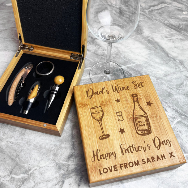 Dad Father's Day Bottle & Glass Personalised Wine Bottle Tools Gift Box Set